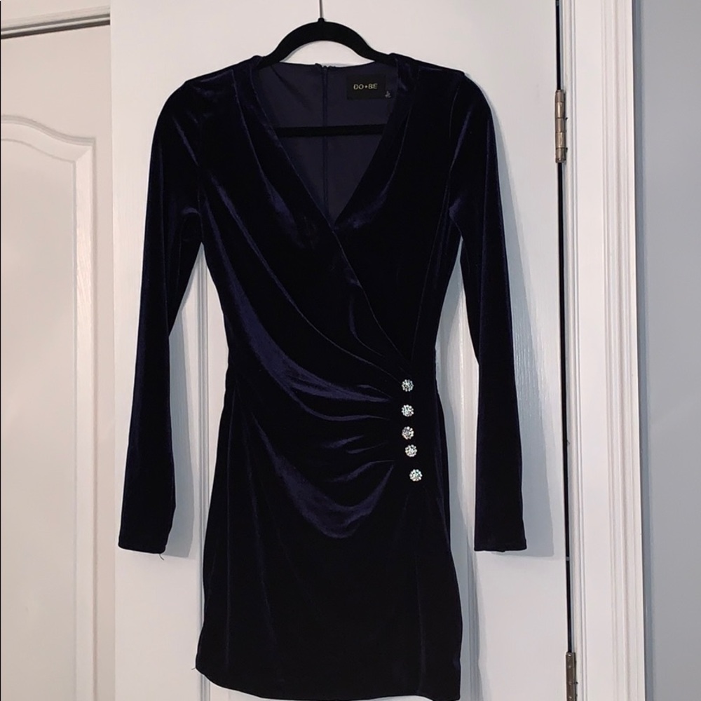 Navy blue velvet dress